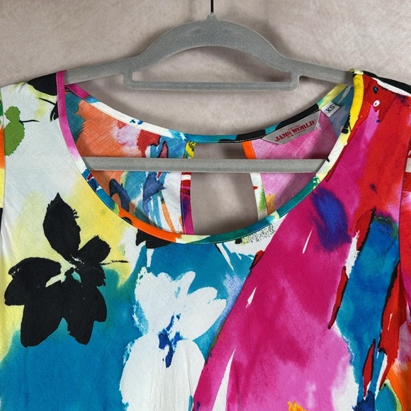 Jams World VTG Symphony Mini Dress Multicolor Abstract Floral Vibrant Tropical - Picture 6 of 13